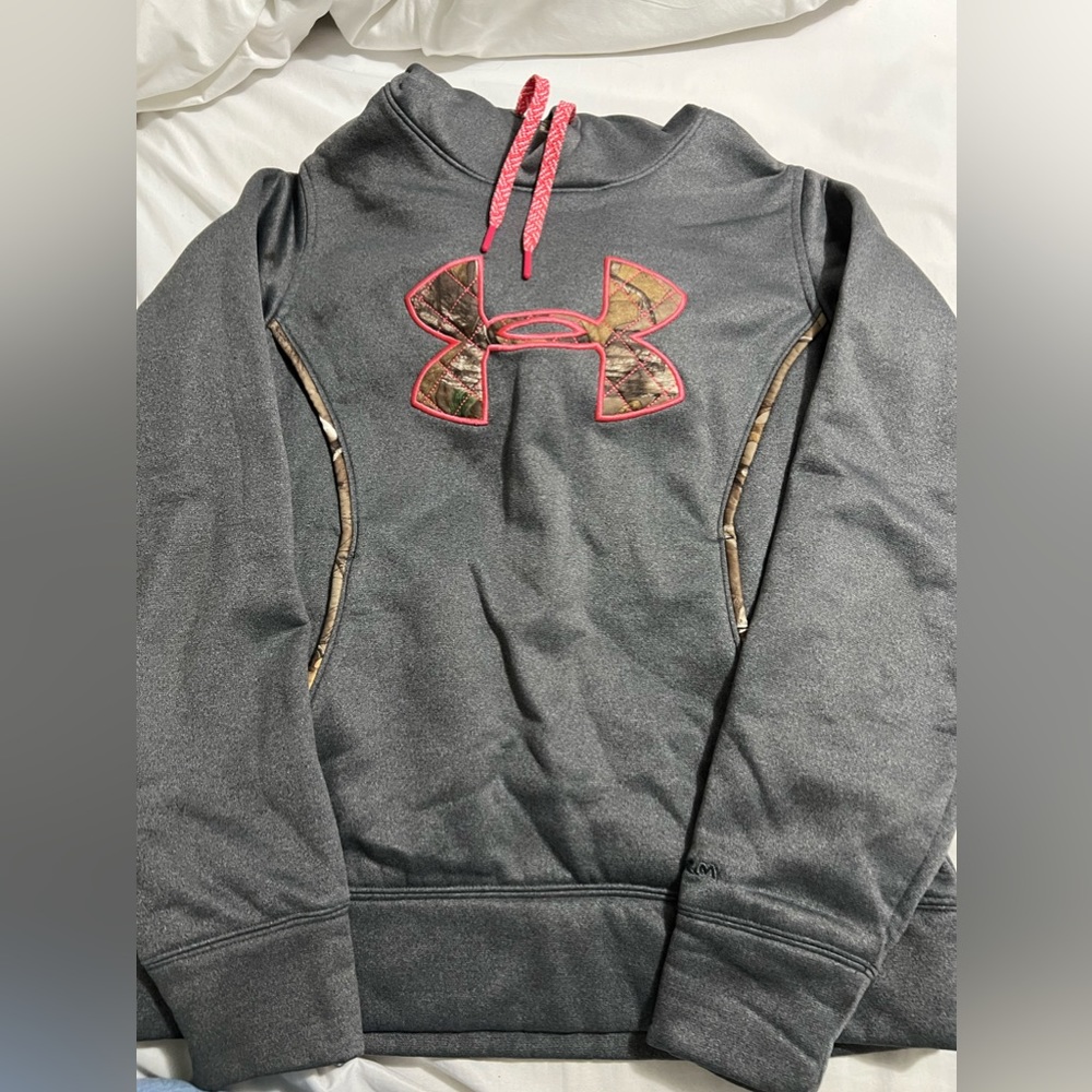Grey and pink camo hoodie